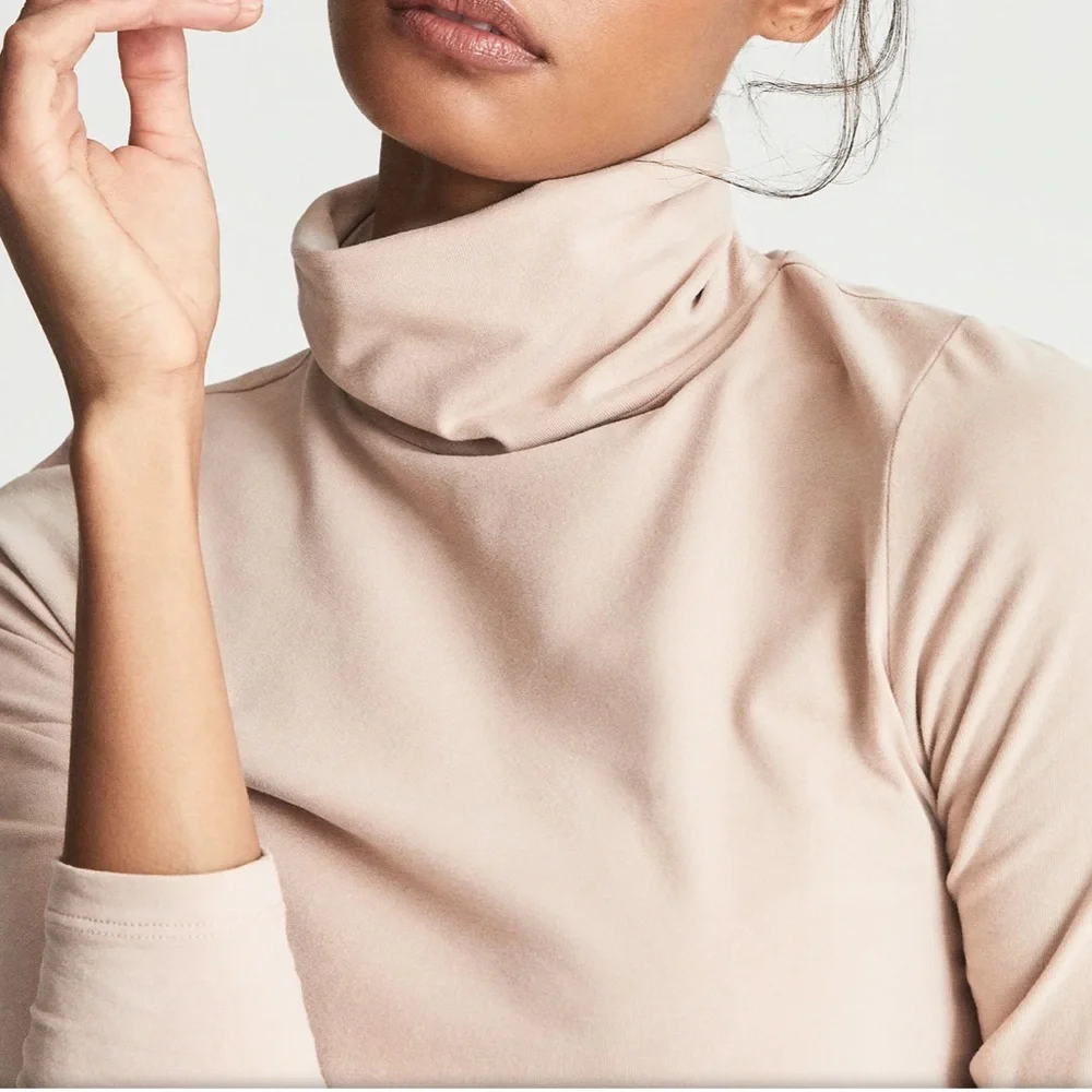 NWT REISS PHOEBE JERSEY ROLLNECK TOP NUDE - Picture 3 of 12